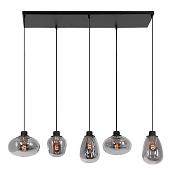 Luminaire à suspension REFLEXION 5 flammes, angulaire, langue, réglable E27 IP20, noir mat gradable