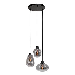 Luminaire à suspension REFLEXION 3 flammes, rond, réglable E27 IP20, noir mat gradable