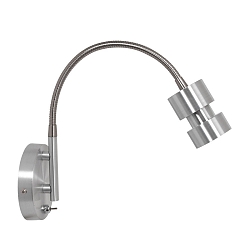 Luminaire mural NATASJA avec interrupteur, avec bras flexible GU10 IP20, acier brossé gradable