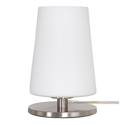 Lampe de table ANCILLA à 1 flamme, court, avec fonction de commutation, conique E27 IP20, acier brossé gradable