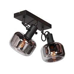 Luminaire mural GLASLIC à 2 flammes, pivotant, rotatif E27 IP20, noir gradable