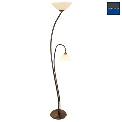 Steinhauer Floor lamp CAPRI, 2 flames, glass 11,5 cm + 30cm creme, fitting bronze