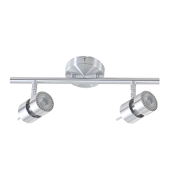 Rampe de projecteurs NATASJA à 2 flammes, Dim-To-Warm, réglable GU10 IP20, acier brossé gradable