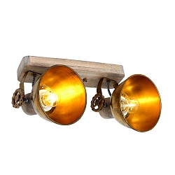 Luminaire de plafond GEARWOOD � 2 flammes, r�glable E27 IP20, bronze, antique gradable