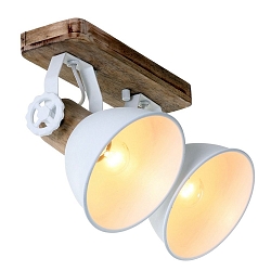 Luminaire de plafond GEARWOOD � 2 flammes, r�glable E27 IP20, blanc mat gradable
