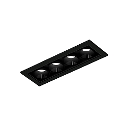 Plafonnier encastré LINOO 4.0 4 flammes, angulaire IP20, noir brillant, noir mat