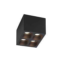 Downlight PIRRO 4.1 4 flammes, carré IP20, noir gradable