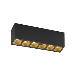 Luminaire de plafond PIRRO 6.0 6 flammes IP20, or, noir gradable