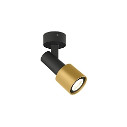 Applique et plafonnier SARA ON BASE 1.0 - PAR16 inclinable GU10 IP20, or, mat, noir profond gradable