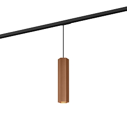 1- Luminaire à suspension monophasé HEXO ON TRACK 3.0 - PAR16 angulaire, langue, avec adaptateur GU10 IP20, cuivre gradable