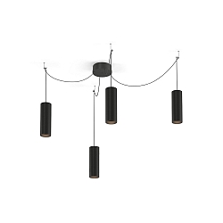 Luminaire � suspension RAY 2.0 - PAR16 cylindrique, court, avec c�ble ouvert GU10 IP20, mat, noir profond gradable