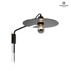 Wall luminaire MIRRO WALL EXTENDED 1.0, with swivelling arm + cord dimmer, E27 (excl.), black chrome