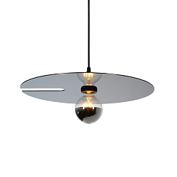 Pendant luminaire MIRRO 2.0, length 250cm / mirror Ø 45cm, E27 (excl.), black chrome
