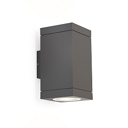Luminaire mural d’extérieur TUBE CARRÉ 2.0 haut bas, à 2 flammes GU10 IP65, gris foncé gradable