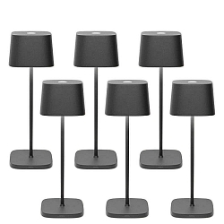 Lampe de table � accu OFELIA TAVOLO PRO lot de 6 IP65, gris fonc�, laqu� gradable