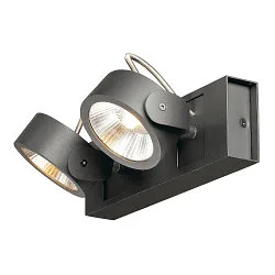 Applique et plafonnier KALU LED 2 à 2 flammes, pivotant à la cardan IP20, noir gradable