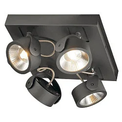 Applique et plafonnier KALU LED 4  SQUARE 4 flammes, carré, pivotant à la cardan IP20, noir gradable