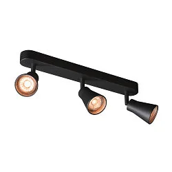 Wall and Ceiling luminaire AVO TRIPLE, 3 flame, black, GU10 QPAR51, max. 3x 50W