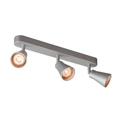 Rampe de projecteurs AVO TRIPLE 3 flammes, rotatif, inclinable GU10 IP20, Gris argent gradable
