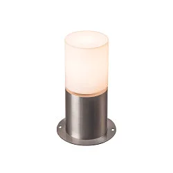 Borne d'éclairage ROX ACRYL POLE 60 cylindrique, avec diffuseur E27 IP44, acier inoxydable gradable