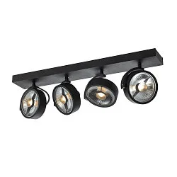 Applique et plafonnier KALU CW QUAD QPAR111 4 flammes, pivotant à la cardan, avec douille GU10 IP20, noir