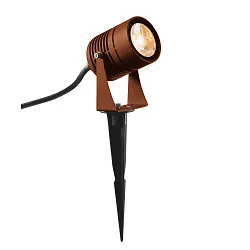 Lampe à piquet de terre LED SPIKE avec prise de courant, réglable IP55, rouille 