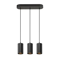 Luminaire à suspension ASTO TUBE 3 flammes, rigide, langue GU10 IP20, noir gradable