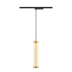 1- Luminaire à suspension monophasé QUIMERA PHASE cylindrique IP20, laiton gradable