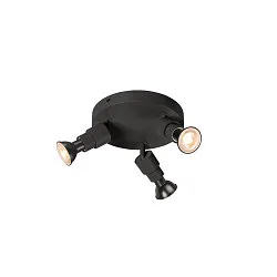 Applique et plafonnier PURI 2.0 BASIC 3 flammes GU10 IP20, noir gradable