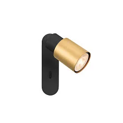 Applique et plafonnier PURI 2.0 - TUBE angulaire, avec interrupteur GU10 IP20, or, noir gradable