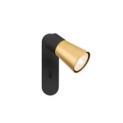 Applique et plafonnier PURI 2.0 - CONE angulaire, avec interrupteur GU10 IP20, or, noir gradable
