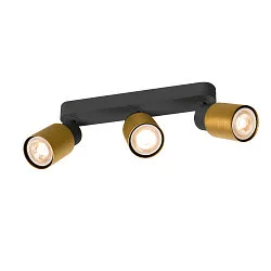 wall and ceiling luminaire PURI 2.0 - TUBE 3 flames, long GU10 IP20, gold, black dimmable