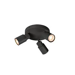 Applique et plafonnier PURI 2.0 - TUBE 3 flammes, rond GU10 IP20, noir gradable