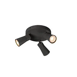 Applique et plafonnier PURI 2.0 - CONE 3 flammes, rond GU10 IP20, noir gradable
