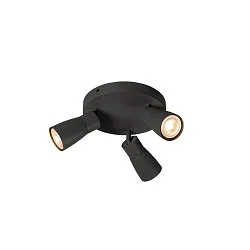Applique et plafonnier PURI 2.0 - DOME 3 flammes, rond GU10 IP20, noir gradable