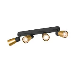 wall and ceiling luminaire PURI 2.0 - DOME 4 flames, long GU10 IP20, gold, black dimmable