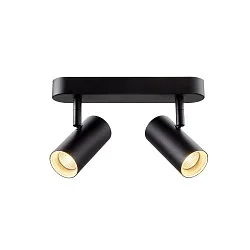 Applique et plafonnier NOBLO® DOUBLE PHASE à 2 flammes, rond IP20, noir gradable