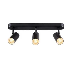 Applique et plafonnier NOBLO® TRIPLE PHASE 3 flammes, cylindrique, pivotant à la cardan IP20, noir gradable