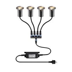 Projecteur encastré TRAIL-LITE® 60 rond, bloc d'alimentation inclus, lot de 4 IP67, aluminium, acier inoxydable 
