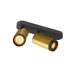 Luminaire de plafond GRIP! L SPOT CL DOUBLE cylindrique GU10 IP20, or, noir, laqué gradable
