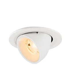 Plafonnier encastré NUMINOS® GIMBLE S rond, adapté aux postes de travail avec écran IP20, blanche, laqué gradable