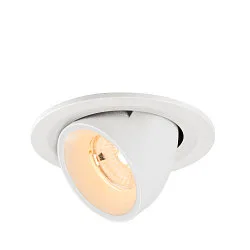 Plafonnier encastré NUMINOS® GIMBLE S rond, adapté aux postes de travail avec écran IP20, blanche, laqué gradable