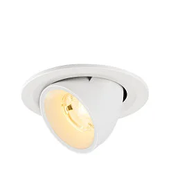 Plafonnier encastré NUMINOS® GIMBLE S rond, adapté aux postes de travail avec écran IP20, blanche, laqué gradable