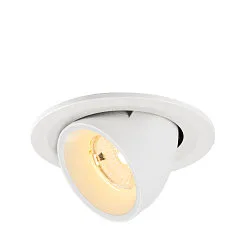 Plafonnier encastré NUMINOS® GIMBLE S rond, adapté aux postes de travail avec écran IP20, blanche, laqué gradable