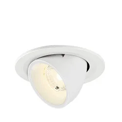 Plafonnier encastré NUMINOS® GIMBLE S rond, adapté aux postes de travail avec écran IP20, blanche, laqué gradable
