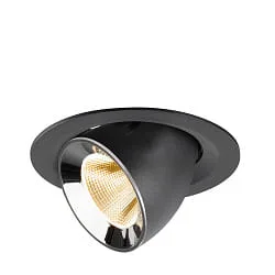 Projecteur encastré NUMINOS® GIMBLE M pivotant, adapté aux postes de travail avec écran IP20, chrome, noir gradable