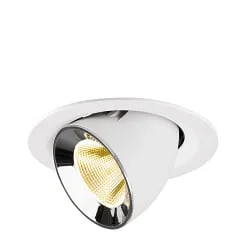 Projecteur encastré NUMINOS® GIMBLE M pivotant, adapté aux postes de travail avec écran IP20, chrome, blanche gradable