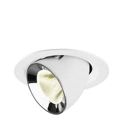 Projecteur encastré NUMINOS® GIMBLE M pivotant, adapté aux postes de travail avec écran IP20, chrome, blanche gradable