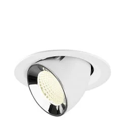 Projecteur encastré NUMINOS® GIMBLE M pivotant, adapté aux postes de travail avec écran IP20, chrome, blanche gradable