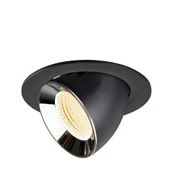 Projecteur encastré NUMINOS® GIMBLE L pivotant, adapté aux postes de travail avec écran IP20, chrome, noir gradable